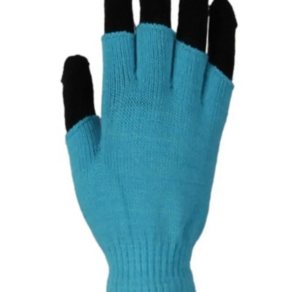 Stasia Neon: Bright Turquoise Double Layered Knit Fingerless +Finger Gloves OSFM